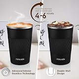 Aolieh Travel Mug 380 ml Insulated Stainless Steel Cup with Lid Black view 3