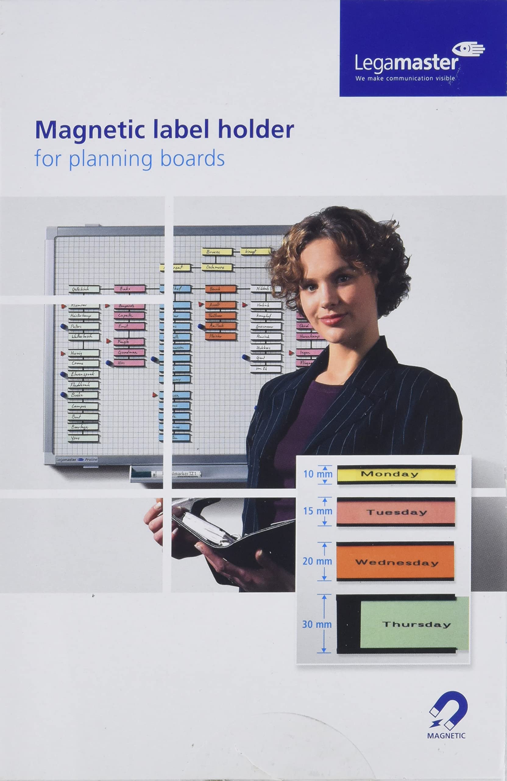 Legamaster Magnetic Label Carriers with White Insert Cards 60x20mm [Pack 54] Ref ET26