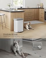 SONGMICS 50 L Kitchen Bin Metal Pedal Bin with Lid White Dove Grey LTB530W03 view 7