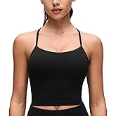 CRZ YOGA Butterluxe Y Back Crop Tank Tops for Women - Spaghetti Straps Racerback Padded Yoga Workout Longline Sports Bras