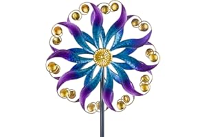 VEWOSTAR Kinetic Wind Spinners Outdoor Metal Wind Sculptures & Spinners for Yard and Garden Art Decor 10” Wind Spinner for Lawn Patio Decor Windmill(55”H*13”W)