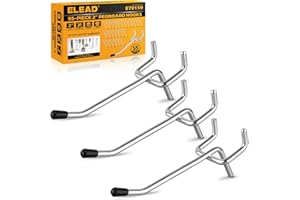 ELEAD 55-Piece 2 Inch Pegboard Hooks, Heavy Duty Peg Board Organizer Accessories, Peg Board Tool Hangers Fit for 1/4" and 1/8" Pegboard Hanging Tools Garage, Workshop, and Craft Storage