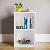 Vida Designs Oxford 2 Tier Cube Bookcase White Wood Shelving Unit view 2