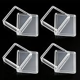 NEETUE 4PCS Small Acrylic Jewelry Box, Gemstone Display Case | Mini Acrylic Display Box with Lid, Loose Diamond Jewelry Boxes for Gemstones, Rings, Necklace