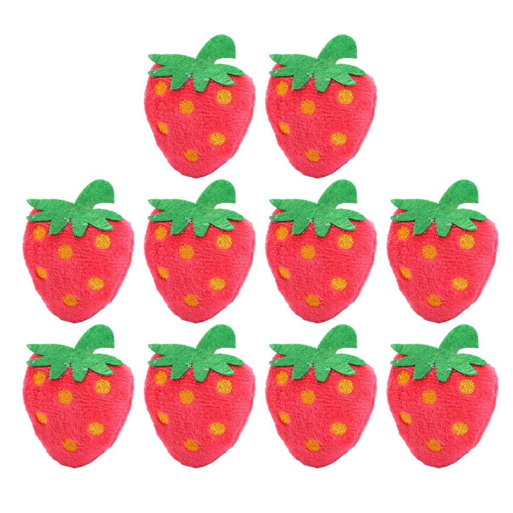 VILLCASE 10pcs Plush Simulated Strawberry Toys Pet Bite Chew Doll Cat Catnip Playing Toy Funny Pet Plush Toy Home Decor for Cat Pet- Pet Cat Sport Training Toy