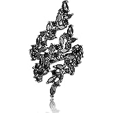 EVER FAITH Layered Promise Engagement Statement Rings Marquise Shape Cubic Zirconia Adjustable Cuff Ring for Women Delicate Leaf Climber Wrap Finger Jewelry for Cocktail Party