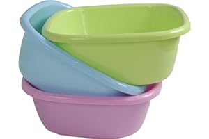 Cand Plastic Square Wash Basin, 12 Quart Dish Tubs, 3-Pack