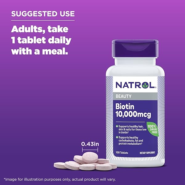 NATROL BEAUTY BIOTIN 10,000MCG VITAMINS FOR BEAUTY, 100 TABLETS, 100 DAY SUPPLY