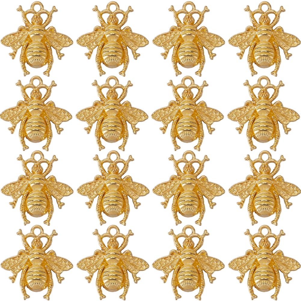 SUNNYCLUE 1 Box 50Pcs Small Bee Charms Honeybee Charms Bulk Cute Mini Insect Gold Hardworking Honey Bees Alloy Spring Charm for jewellery Making Charms Supplies DIY Necklace Bracelet Earrings Handmade