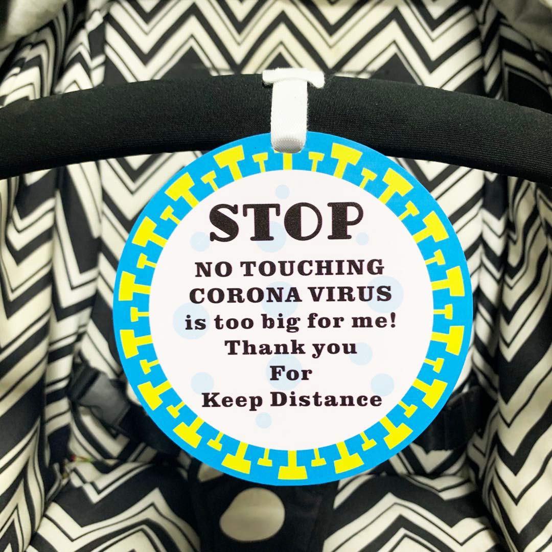 Stop Touching Baby Signs,Don't Touch Baby Sign for Car Seat,Thank You for Keep Distance Sign Baby Preemie Car Seat Sign W/Hanging Straps