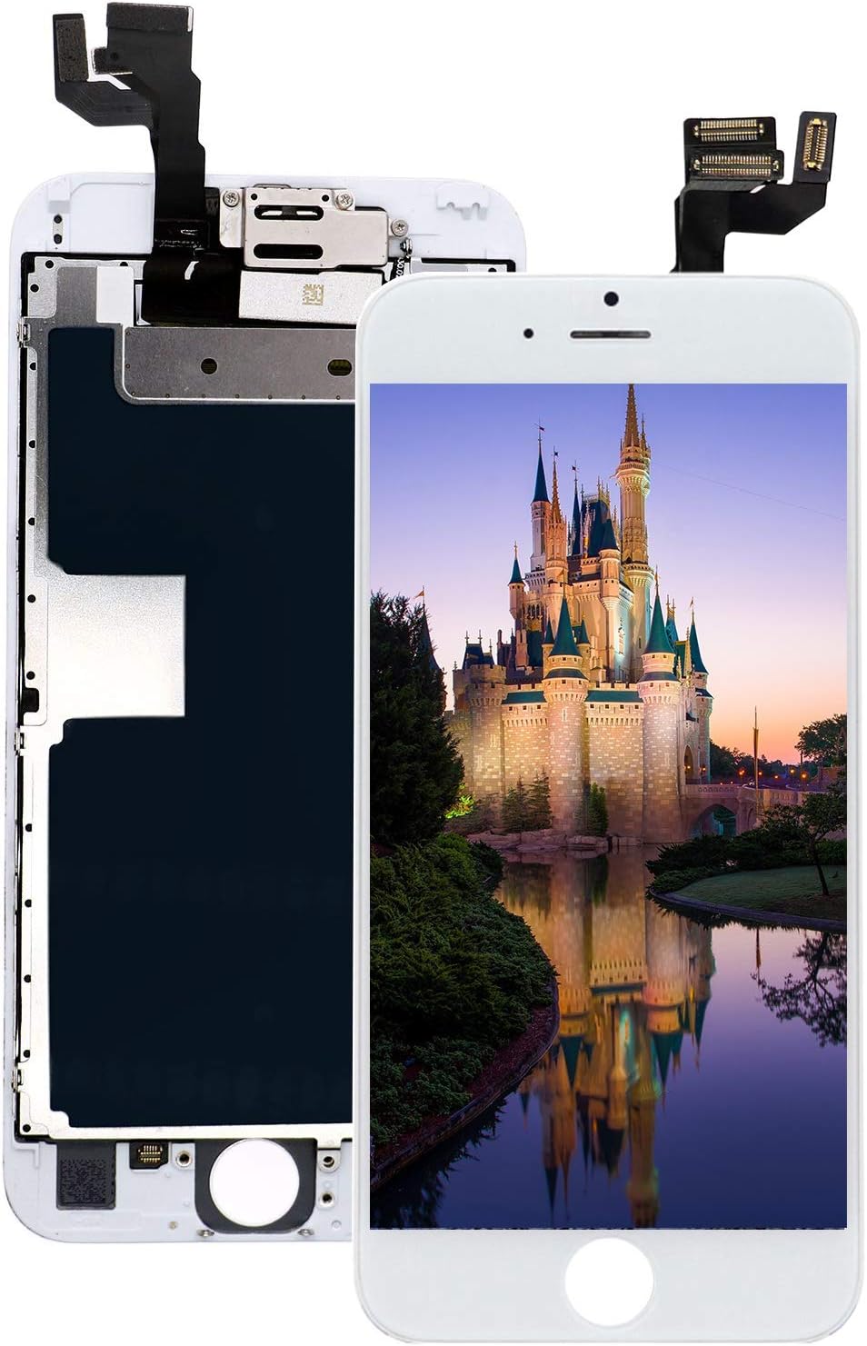 Pre-Assembled Screen Replacement for iPhone 6s White, LCD Display and Touch Screen Digitizer Replacement for A1633, A1688, A1700 w/Facing Proximity Sensor, Ear Speaker, Front Camera and Repair Tools