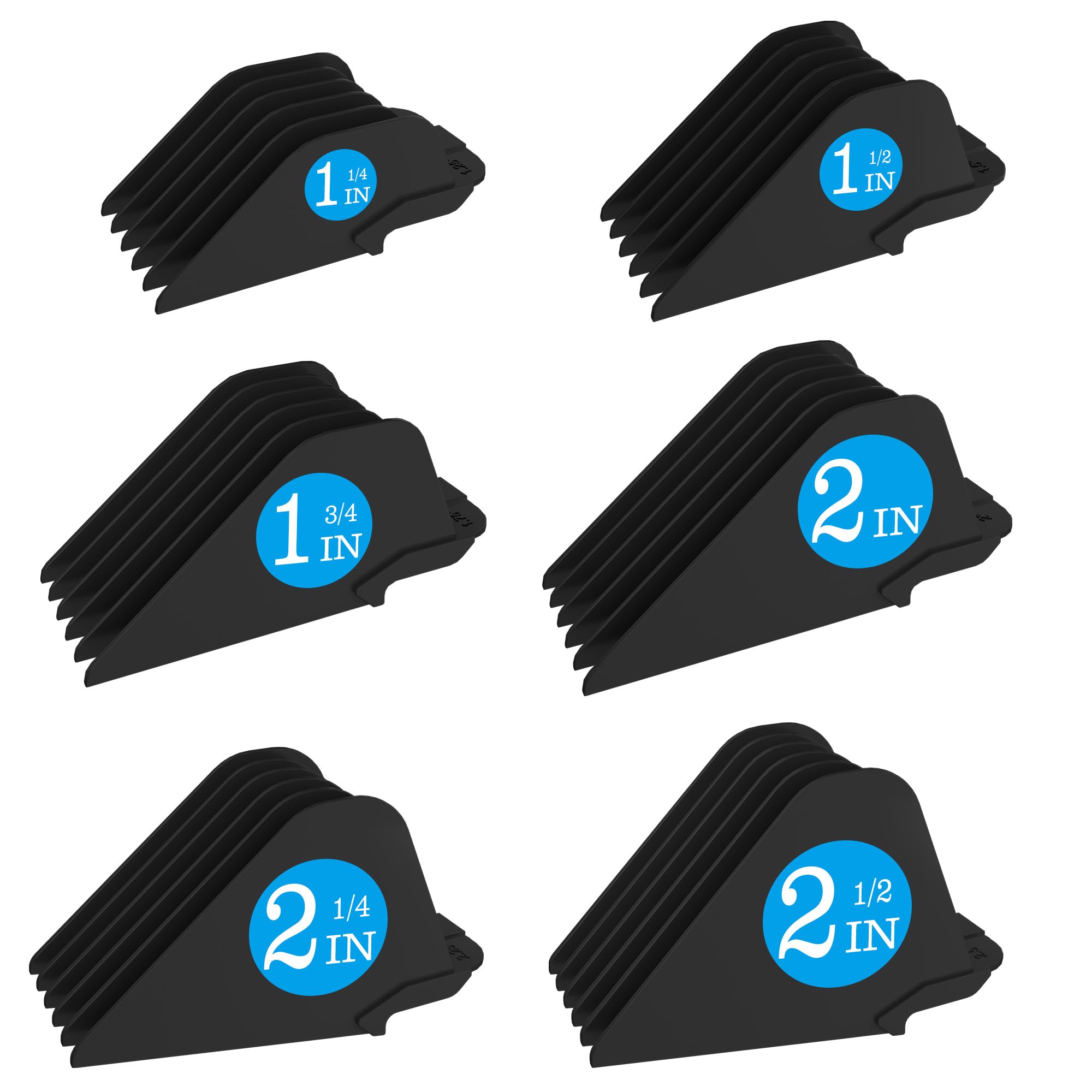 Photo 1 of Clipper Guards for Wahl 10 12 14 16 18 20 Hair Clipper Guards 6pcs Extra Long Clipper Guard Attachments 2.5 Inch Clipper Guides Multiple Sizes Universal 2.5", 2.25", 2", 1.75", 1.5", 1.25" (Black)