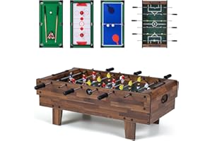 Goplus 4 in 1 Multi Game Table, Combination Game Table Set with Pool Billiards, Air Hockey, Foosball, Table Tennis, Stackable