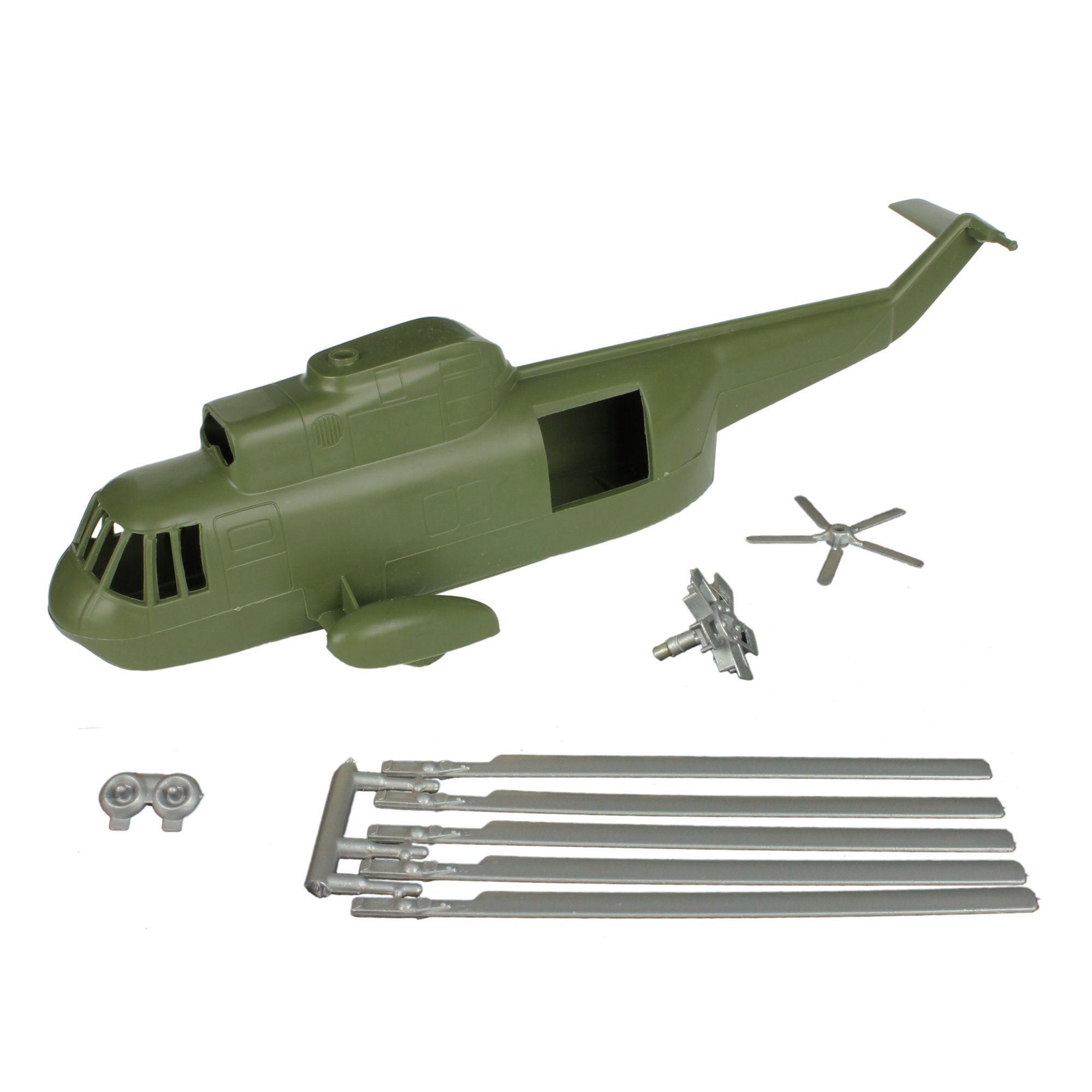 TimMee Plastic Army Men Helicopter Playset Olive Green 26pc Made in