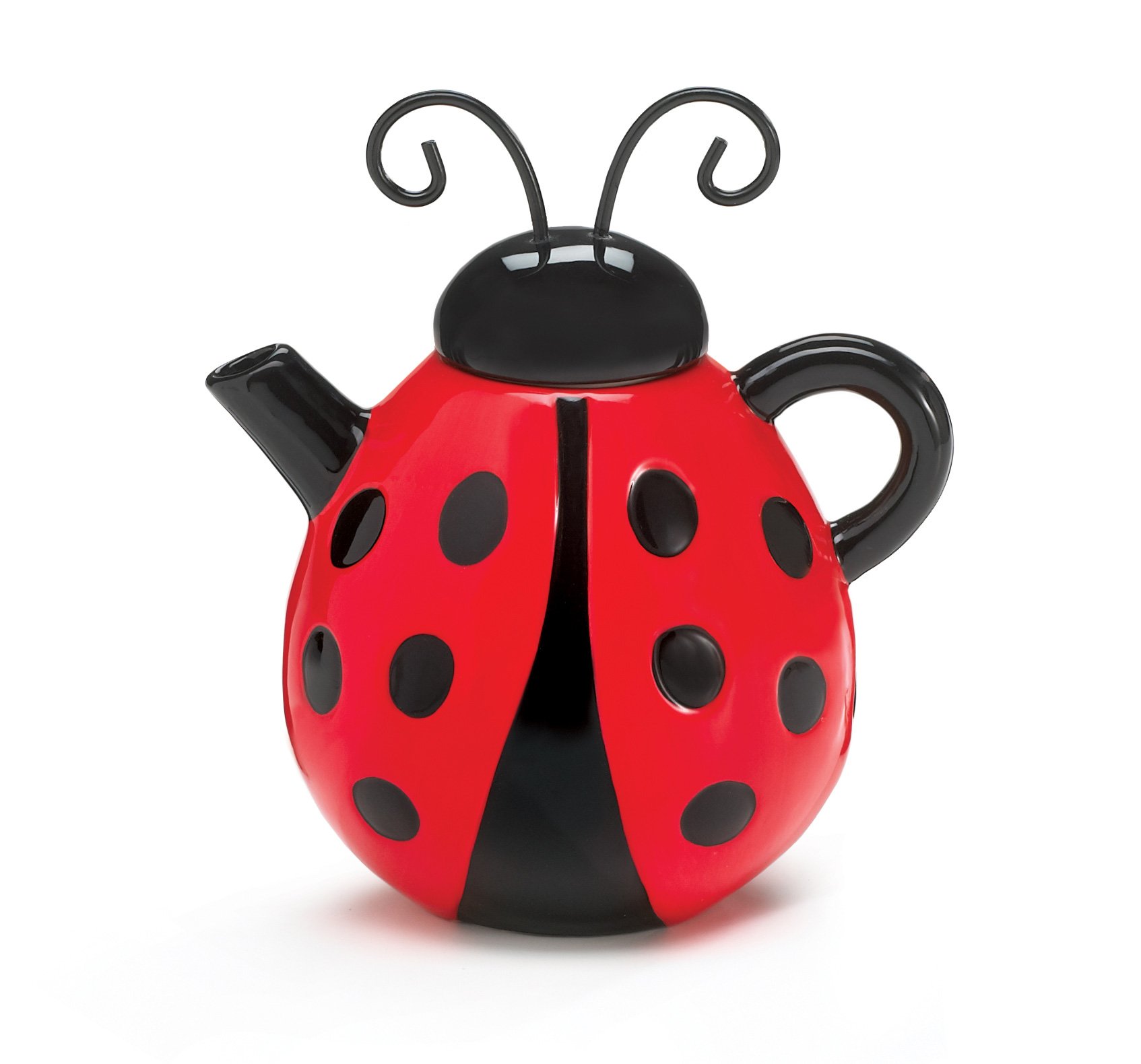 Photo 1 of Burton Lucky Lady Teapot, Ladybug Shape, 19 Ounces, Red, Ceramic, Metal Lid