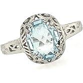 Natural 2ct Aquamarine 925 Solid Sterling Silver Engagement Ring Size 5, 6, 7, 9
