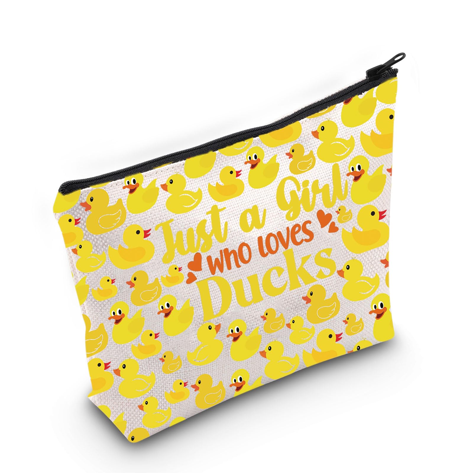 LEVLO Funny Duck Cosmetic Bag Animal Lover Gift Just A Girl Who Loves Ducks Makeup Zipper Pouch Bag Duck Lover Gift for Women Girls, JUST Ducks Bag