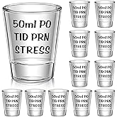 Pinkunn 12 Pcs Funny Nurse Shot Glasses 1.75 oz Cute Funny Nursing Gifts for Women or Men Gifts for Nursing Graduation Party(Stress)