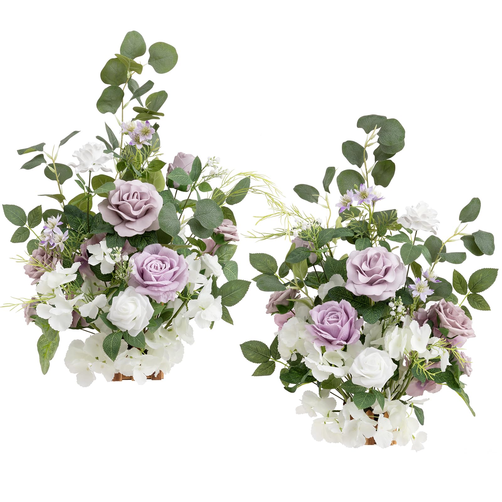 Photo 1 of Ling's moment 17.5" Tall Free Standing Artificial Flowers Arrangements 2 pcs Wedding Aisle Runner Chair Decorations Lilac & White Centerpieces for Ceremony Reception Rose Floral Floor Party Outdoor