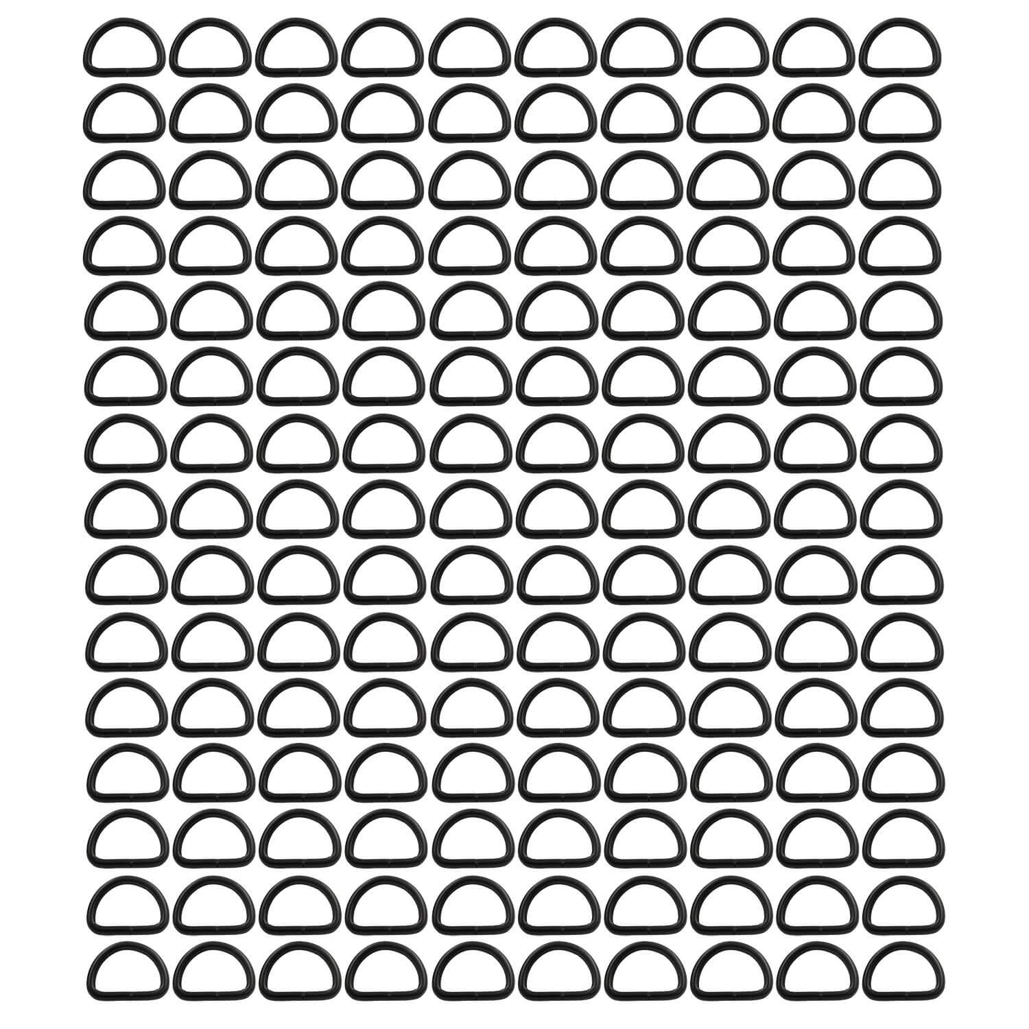 BIKICOCO Metal D-Rings Buckle, 1/2 Inch Non-Welded for Webbing Sewing DIY - Black - Pack of 150