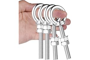 DIHZOKS M10 Shoulder Eye Bolts 2.75"X3/8" Premium Stainless Steel with 2 Nuts and 1 Washer Heavy Duty Eyebolts for Versatile Use 4 Pack
