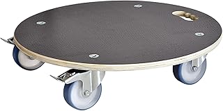 WAGNER Pflanzenroller Maxigrip Ø 58 x 14,5 cm I Transporthilfe & Kübelroller f. Außenbereich+Innenbereich I Transportroller Holz I 2 Total-Feststeller I Tragkraft 300 kg I Made in Germany -20116801
