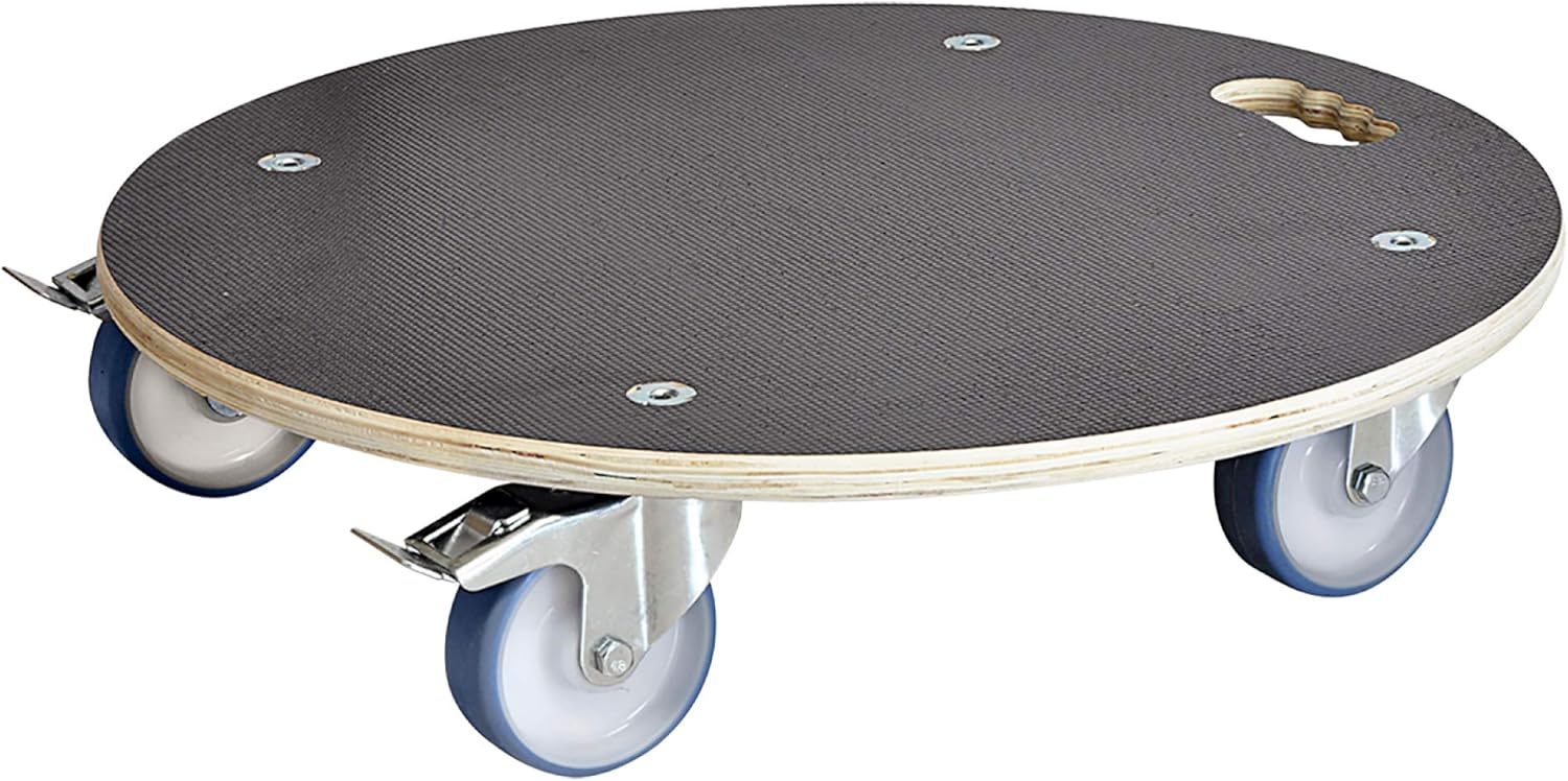 WAGNER Pflanzenroller Maxigrip Ø 58 x 14,5 cm I Transporthilfe & Kübelroller f. Außenbereich+Innenbereich I Transportroller Holz I 2 Total-Feststeller I Tragkraft 300 kg I Made in Germany -20116801