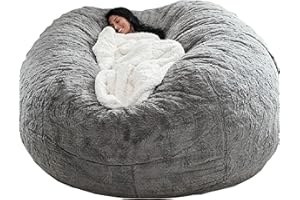 CJC Oversized Bean Bag Chair Cover for Adults,Living Room Furniture Soft Washable Microfiber Kids Bean Bag Chair Cover,Lazy Sofa Bed Cover PV Velvet Bean Bag Cover (Cover only) (Light Grey, 5FT 150*75cm)