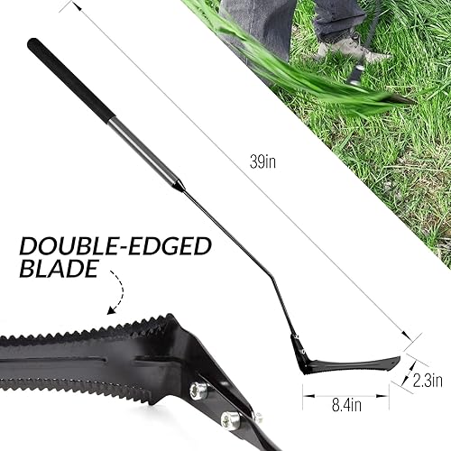 Walensee Grass Whip with Double-Edged Serrated Sharp Steel Blade
