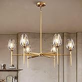 Plsintly Modern Gold Round Chandelier Light Fixture, K9 Crystal Chandeliers for Dining Room, Living Room, 42in Dining Room Ch