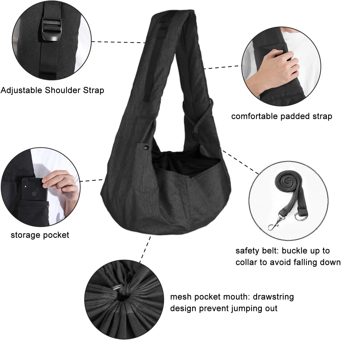 SUMBLIME Pet Sling Carrier for Dog Cat - Fit 20 Pounds Small, Medium, Large Dog, Larger Size Hand Free Carrier Bag for Daily Walk, Outdoor & Indoor Activity, Weekend Adventure : Pet Supplies