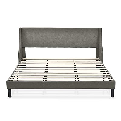Buy Allewie King Size Modern Platform Bed Frame With Deluxe Wingback Upholstered Bed Frame With Headboard Wood Slat Support Mattress Foundation Light Grey King Online In Indonesia B08sgwlmgf