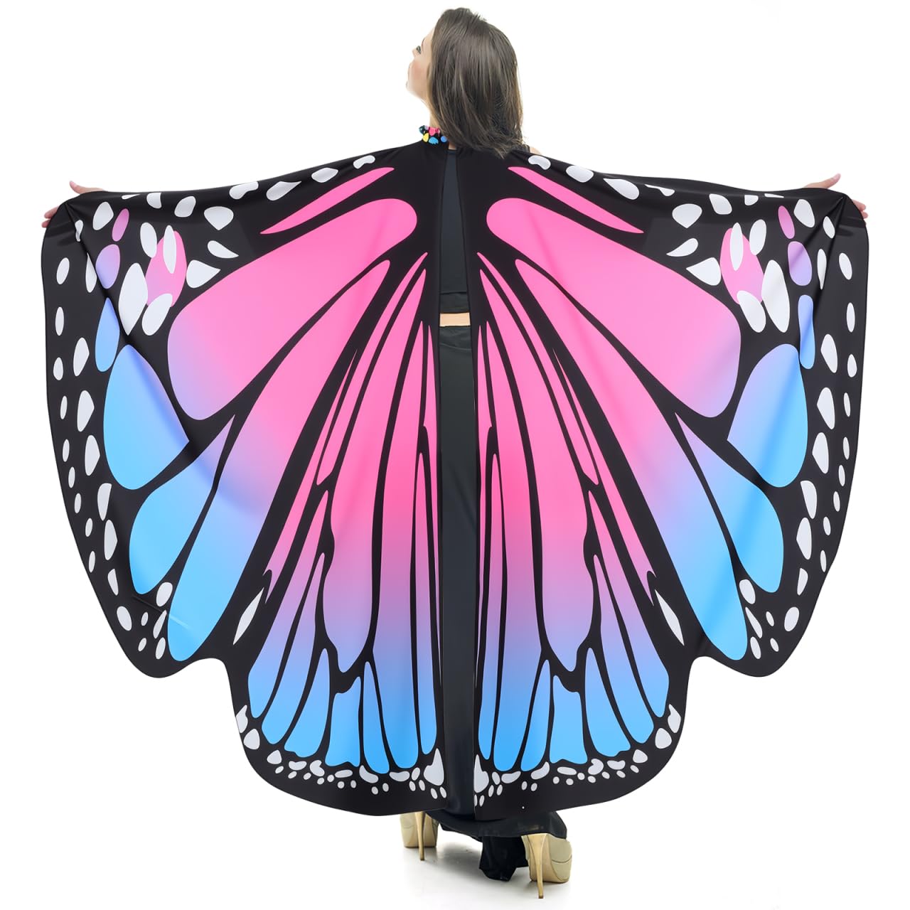 Besportble Women's Butterfly Costume Cape, Animals, Butterfly Sling, Butterfly Wings for Women/Girls, Carnival, Party, Cosplay, Halloween, Costume, Masquerade Accessories (Blue and Pink)
