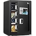 Biometric Fingerprint Safe Box, 2.6 Cub Fingerprint Safe with Voice Prompt and Private Inner Cabinet, Home Safe with Touch Screen Keypad, Dual Warning for Money Documents Valuables