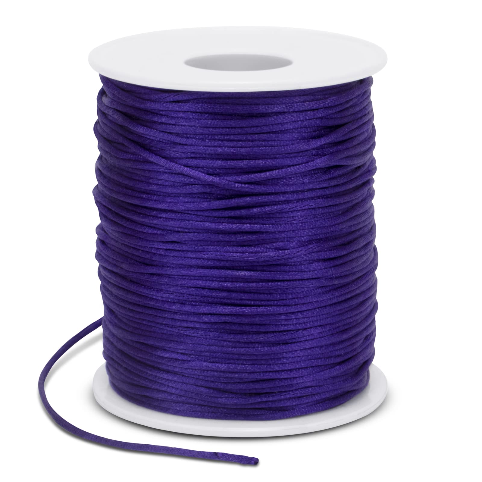 LEREATI Satin Cord 1.5mm x 100m Nylon Cord Bracelet Thread, Rattail Silk Beading Thread Jewellery String for Making Bracelet, Necklace, Chinese Knot, DIY Crafts (Dark Purple)