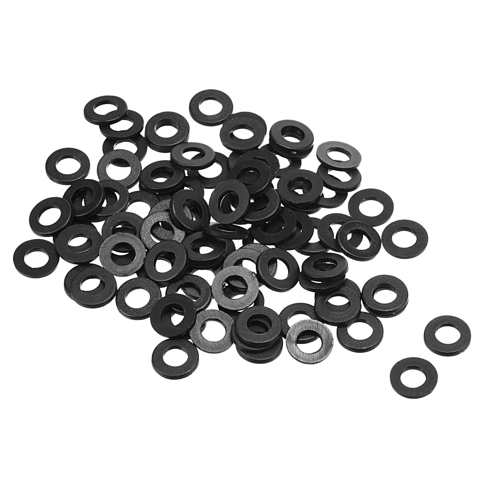 PATIKIL M4 Nylon Flat Washer, 100 Pack 4mm ID 8mm OD 1mm Thick Sealing Spacer Gasket Ring for Faucet Pipe Water Hose Fastener Bolt, Black โ image 1
