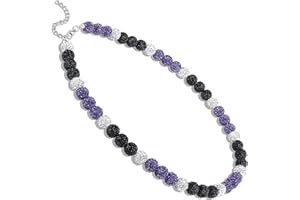 NUKAYAI Baseball Beaded Chain Necklace for Men, Adjustable 18in Glitter Bling Rhinestone Clay Ice Collection Necklace Beads Gifts for Baseball Team Players Lovers