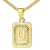 JSJOY Valentines Day Gifts Gold Initial Necklaces for Women Men Gold Letter Necklaces 26 Capital A-Z Letter Pendant Necklace for Women Square Monogram Necklace for Her Graduation Gifts 2026