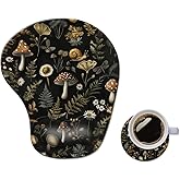 Ergonomic Mouse Pad with Wrist Rest,Comfortable Computer Gel Mouse Pad Wrist Support for Laptop,Pain Relief Mousepad with Non-Slip PU Base Mushroom