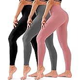 Hmuuo 3 Pack Leggings for Women High Waisted Tummy Control No See-Through Yoga Pants Workout Running Leggings