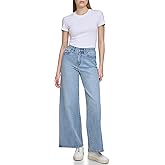 DKNY Womens High Rise Wide Leg Jeans