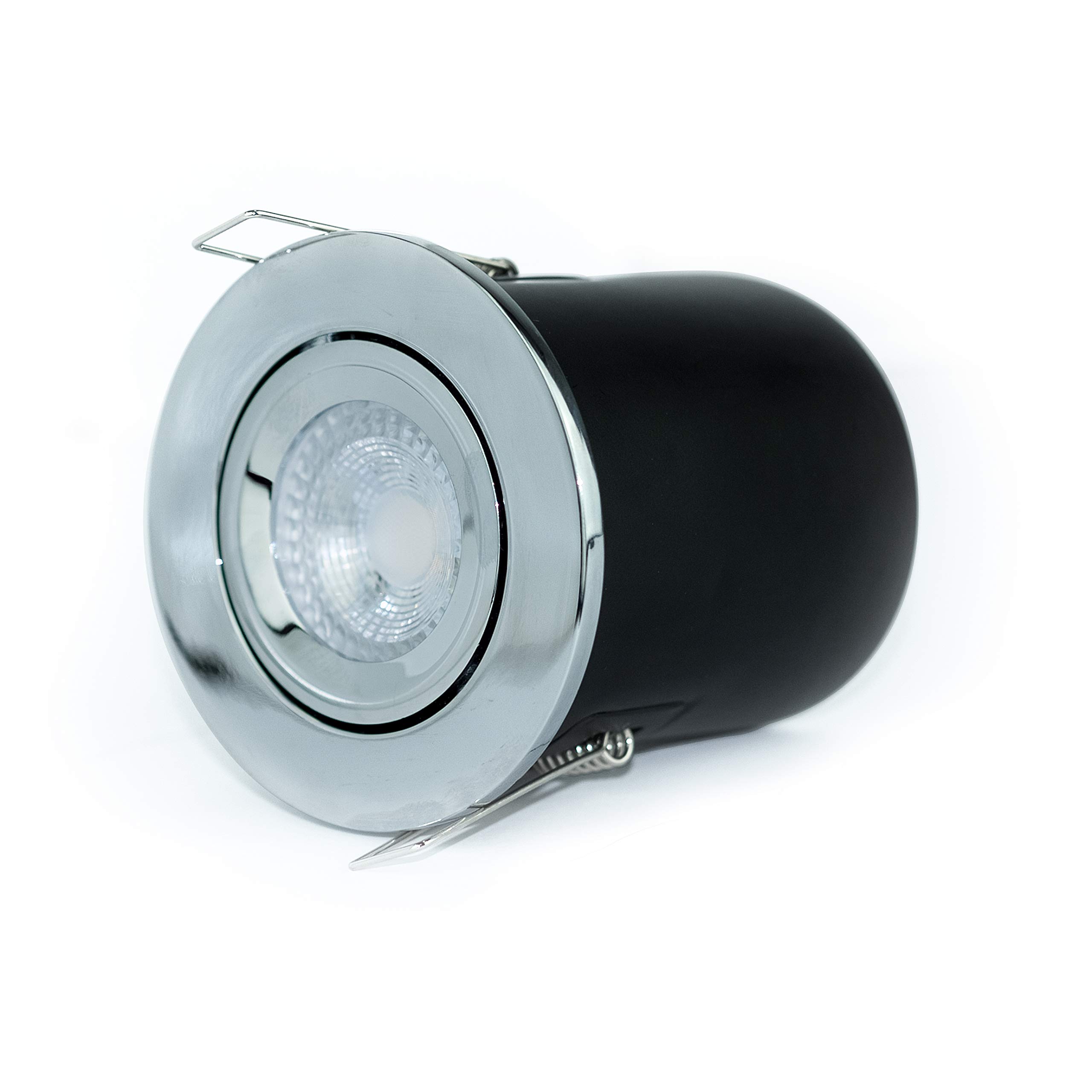 Luceco Adjustable Fire Rated GU10 Downlight, Polished Chrome Alloy Steel