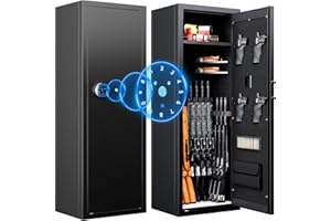 Xyvaly Upgraded Large Gun Safe for 10-14 Rifles - Biometric Fingerprint Access, Removable Shelves & Pistol Storage for Home Security.