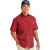 HUK Men's Creekbed Solid Short Sleeve Button, Vented Fishing Shirt