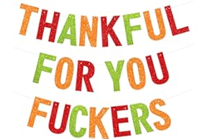 DENEO Thankful for You Banner, Glittery Thanksgiving Banner for Mantel Font Porch,Thanksgiving Banner Decorations, Fall Thanksgiving Party Decorations, TFYF Indoor Thanksgiving Decorations (Pre-Assembled)