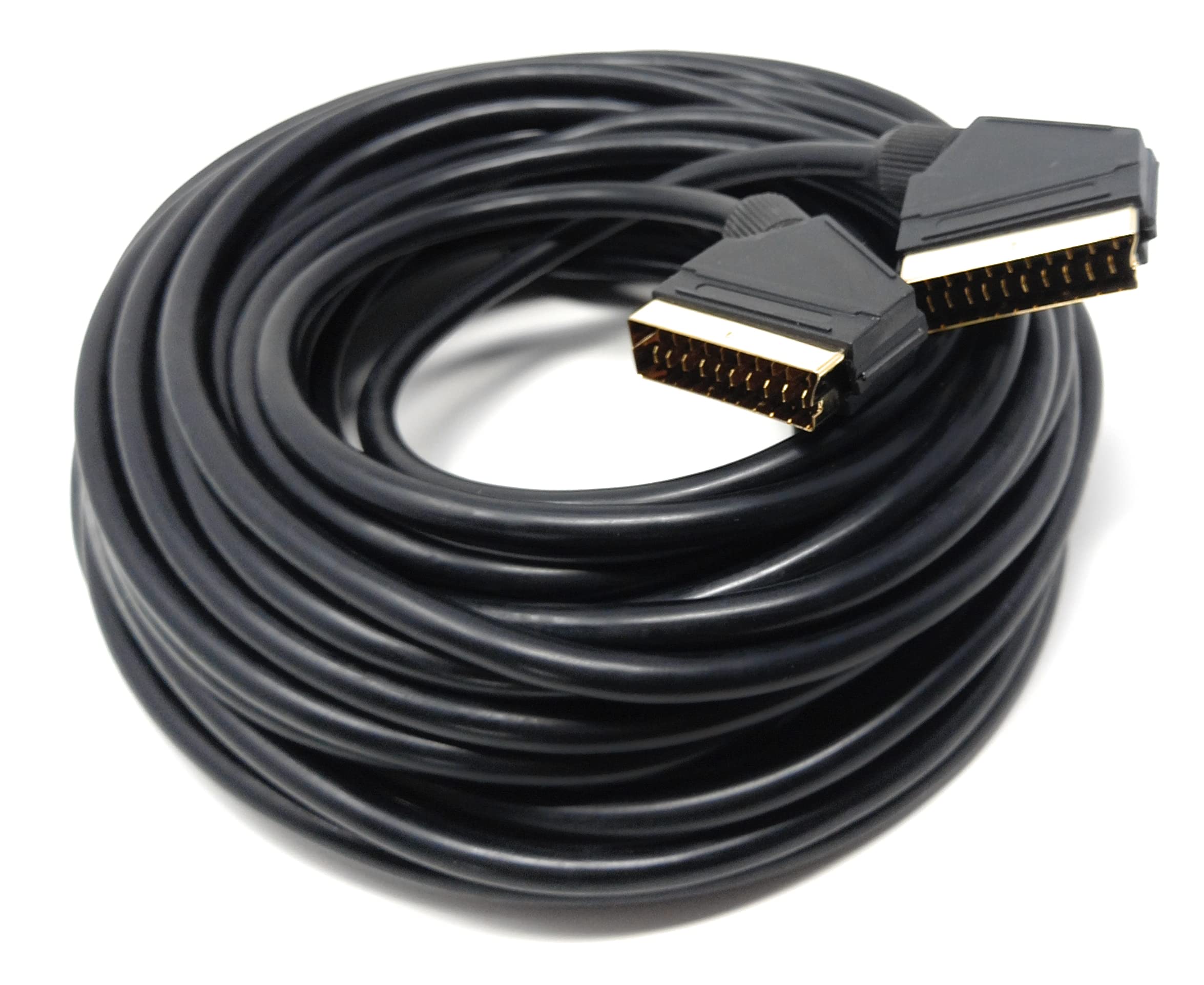 DRUT 20m Scart to Scart Cable Lead, 21 Pin Male to Male (Plug to Plug) RGB Cord for TV, VCR, DVD Player Gold Plated (65ft)