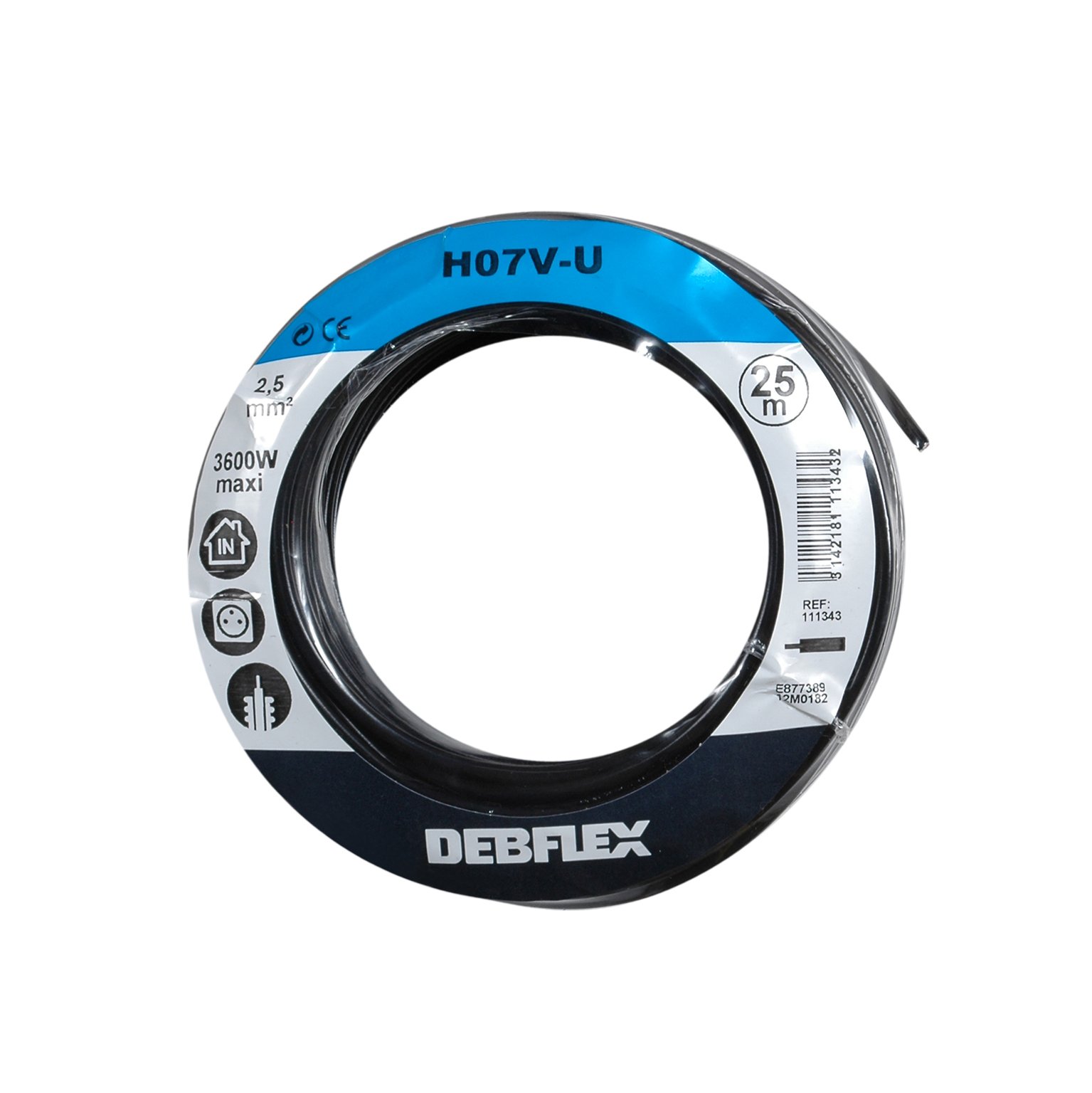Debflex 111343 Cable Reel HO7V-U 2.5 25 m Black