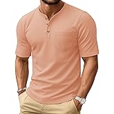 MAGCOMSEN Men's Henley Short Sleeve Shirt Cotton Lightweight Tee Shirts Casual Summer Basic Tees with Pocket
