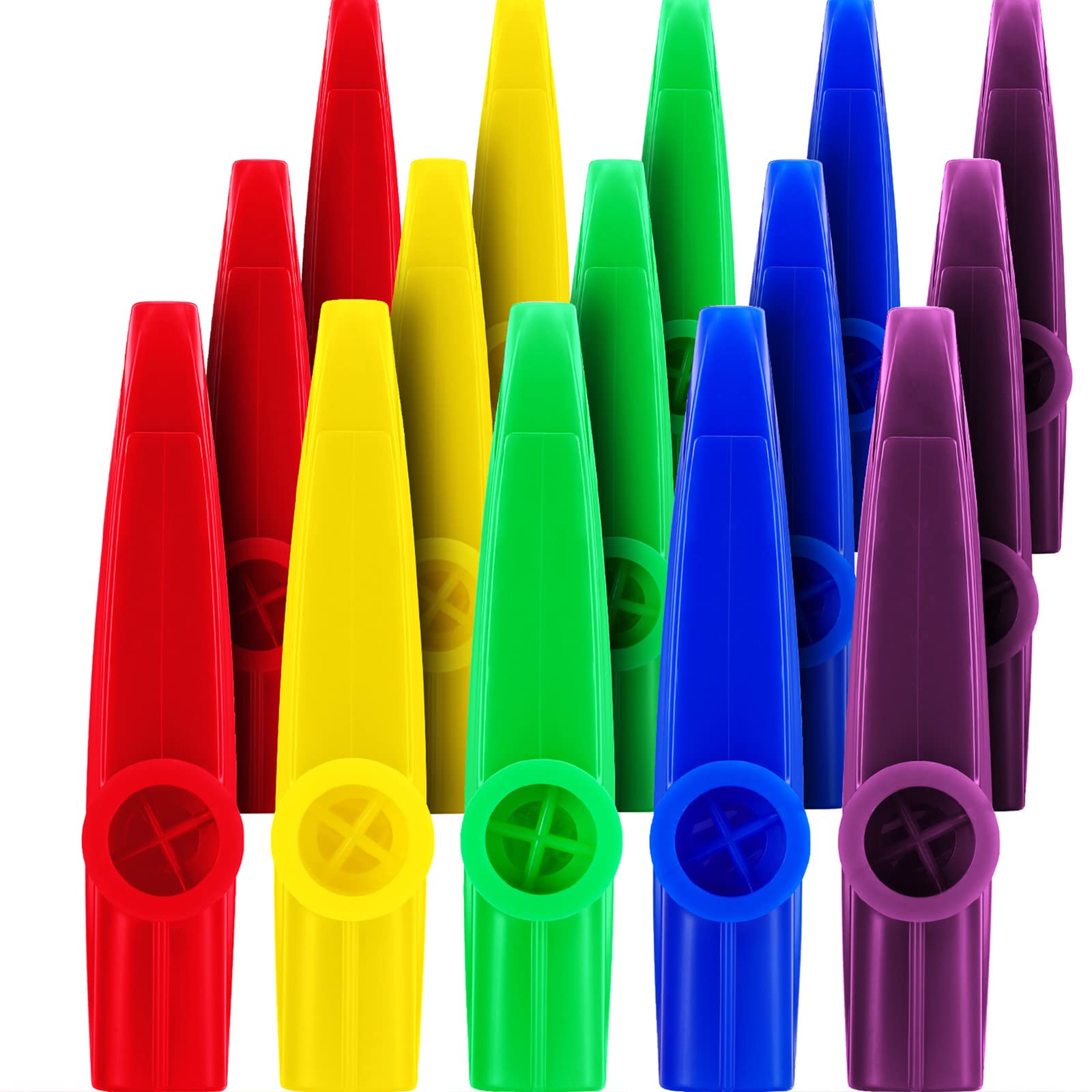 15 Pieces Plastic Kazoos Musical Instruments with Kazoo Flute Diaphragms for Gift, Prize and Party Favors, 5 Colors