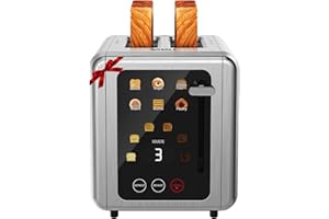 WHALL Touch Screen Toaster 2 Slice, Smart Digital Toaster with 1.5" Wide Slots, 6 Shade Settings & 6 Bread Types, Memory Func
